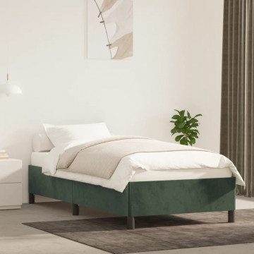 Cadru de pat, verde închis, 90x200 cm, catifea - Img 1
