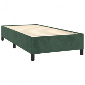 Cadru de pat, verde închis, 90x200 cm, catifea - Img 4