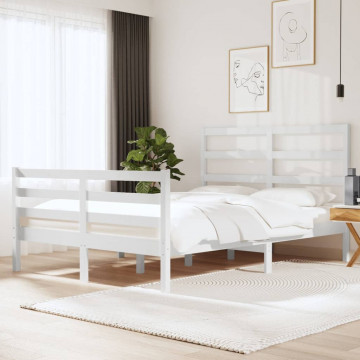 Cadru pat, alb, 140x190 cm, lemn masiv de pin - Img 1