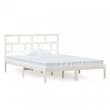 Cadru pat, alb, 140x200 cm, lemn masiv de pin - Img 2
