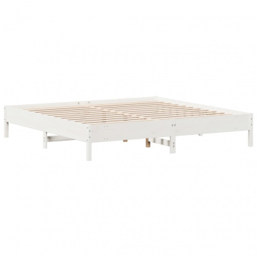 Cadru pat, alb, 180x200 cm, lemn masiv de pin - Img 5