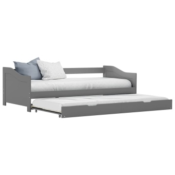 Cadru pat canapea, extensibil, gri, 90 x 200 cm, lemn de pin - Img 1