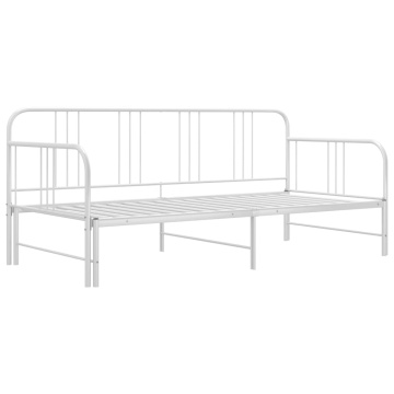 Cadru pat canapea extensibilă, alb, 90 x 200 cm, metal - Img 2