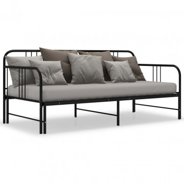 Cadru pat canapea extensibilă, negru, 90 x 200 cm, metal - Img 2