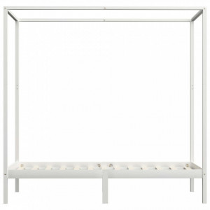 Cadru pat cu baldachin, alb, 100 x 200 cm, lemn masiv de pin - Img 3