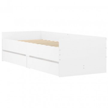 Cadru pat cu sertare, alb, 75x190 cm, mic single - Img 4