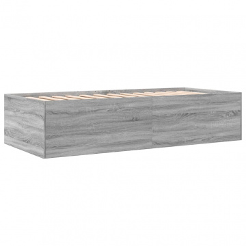 Cadru pat de zi cu sertare gri sonoma 90x200 cm lemn prelucrat - Img 5
