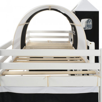 Cadru pat etajat copii cu tobogan &amp; scară 97x208cm lemn de pin - Img 4