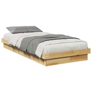Cadru pat fără saltea 75x190 cm lemn masiv de stejar - Img 3