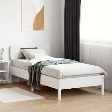Cadru pat fără saltea, alb, 100x200 cm, lemn masiv pin - Img 3