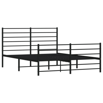 Cadru pat fără saltea, cu tăblie picioare negru 160x200cm metal - Img 3