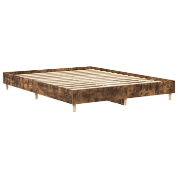 Cadru pat fără saltea Stejar afumat 140x200 cm Lemn prelucrat - Img 4