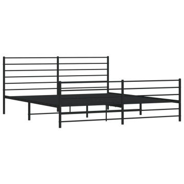 Cadru pat fără saltea, tăblie de picioare negru 180x200cm metal - Img 3