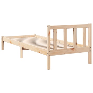 Cadru pat foarte lung fără saltea, 100x210 cm, lemn masiv pin - Img 5