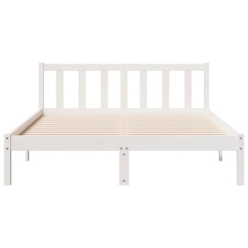 Cadru pat foarte lung fără saltea alb 160x210 cm lemn masiv pin - Img 4