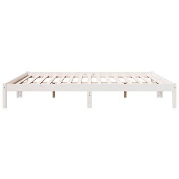 Cadru pat foarte lung fără saltea alb 200x220 cm lemn masiv pin - Img 8