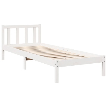 Cadru pat foarte lung fără saltea alb 90x210 cm lemn masiv pin - Img 3