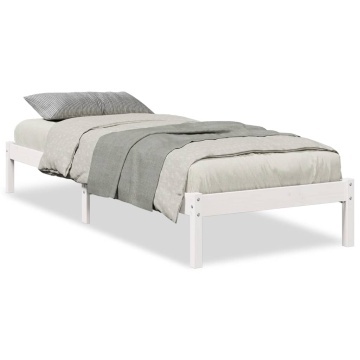 Cadru pat foarte lung fără saltea alb 90x220 cm lemn masiv pin - Img 2