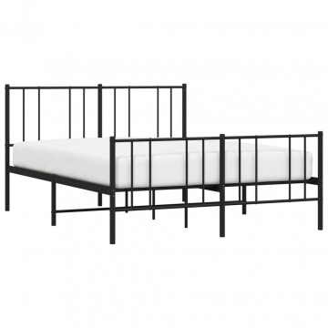 Cadru pat metalic cu tăblie de cap/picioare, negru, 160x200 cm - Img 3