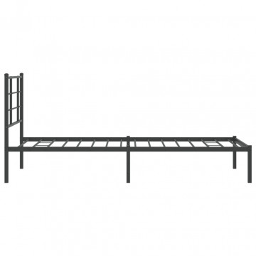 Cadru pat metalic cu tăblie, negru, 90x200 cm - Img 5
