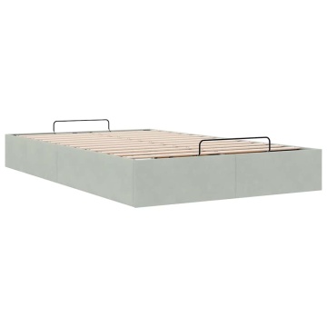 Cadru pat otoman fără saltea Gri deschis 120x200 cm catifea - Img 4
