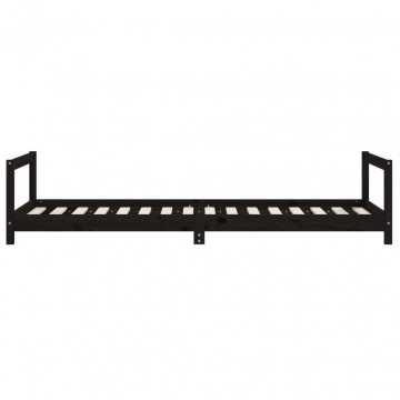Cadru pat pentru copii, negru, 90x200 cm, lemn masiv de pin - Img 7