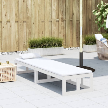 Canapea banchetă extensibilă de grădină, alb, lemn masiv de pin - Img 4