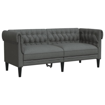 Canapea Chesterfield cu 2 locuri, gri închis, material textil - Img 2