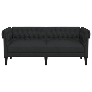 Canapea Chesterfield cu 2 locuri, negru, material textil - Img 4