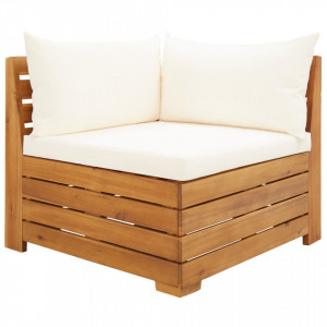 Canapea colț modulară cu perne, 1 buc., lemn masiv de acacia