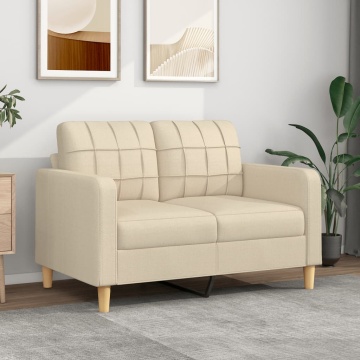 Canapea cu 2 locuri, crem, 120 cm, material textil - Img 1