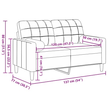 Canapea cu 2 locuri cu pernuțe, gri închis, 120 cm, catifea - Img 6
