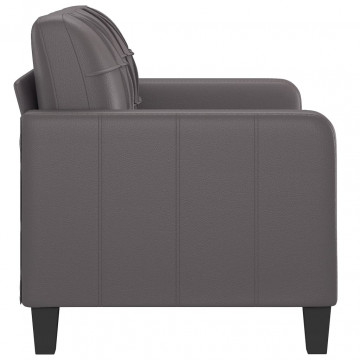 Canapea cu 2 locuri, gri, 120 cm, piele ecologică - Img 4