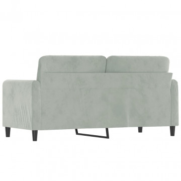 Canapea cu 2 locuri, gri deschis, 140 cm, catifea - Img 8