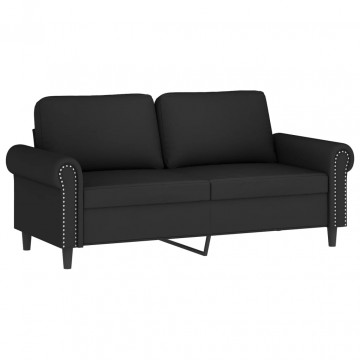 Canapea cu 2 locuri, negru, 140 cm, catifea - Img 2