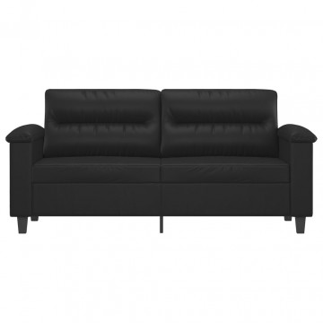 Canapea cu 2 locuri, negru, 140 cm, piele ecologică - Img 3
