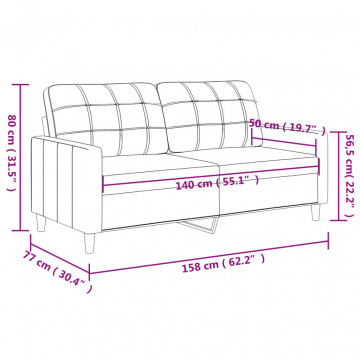 Canapea cu 2 locuri, negru, 140 cm, piele ecologică - Img 7