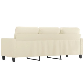 Canapea cu 3 locuri, crem, 180 cm, piele ecologică - Img 8