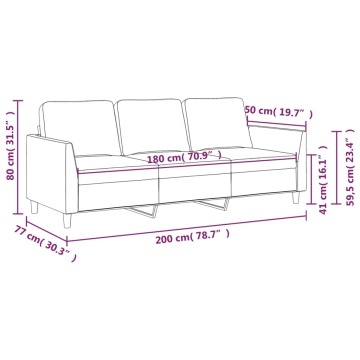 Canapea cu 3 locuri, crem, 180 cm, piele ecologică - Img 7
