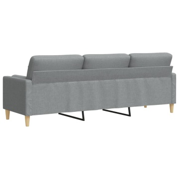Canapea cu 3 locuri cu pernuțe, gri deschis, 210 cm, textil - Img 7