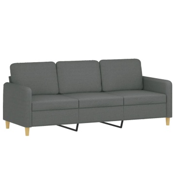 Canapea cu 3 locuri cu pernuțe, gri închis, 180 cm, textil - Img 4