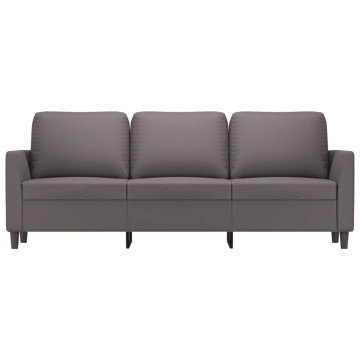 Canapea cu 3 locuri, gri, 180 cm, piele ecologică - Img 3
