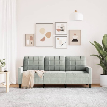 Canapea cu 3 locuri, gri deschis, material 180CM catifea - Img 3