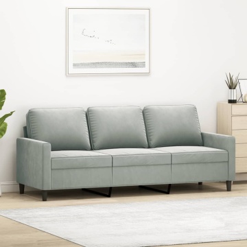 Canapea cu 3 locuri, gri deschis, material 180CM catifea - Img 1