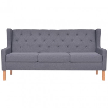 Canapea cu 3 locuri, material textil, gri - Img 3