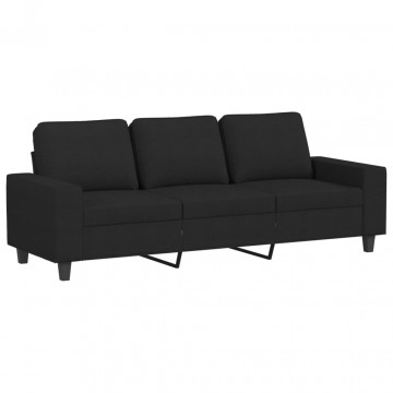 Canapea cu 3 locuri, negru, 180 cm, material textil - Img 2
