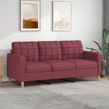 Canapea cu 3 locuri, roșu vin, 180 cm, material textil - Img 1