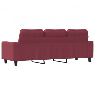 Canapea cu 3 locuri, roșu vin, 180 cm, material textil - Img 8