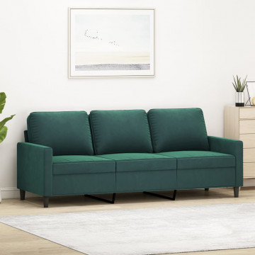 Canapea cu 3 locuri, verde închis, 180 cm, catifea - Img 1
