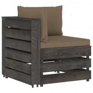 Canapea de colț modulară cu perne, gri, lemn impregnat - Img 3